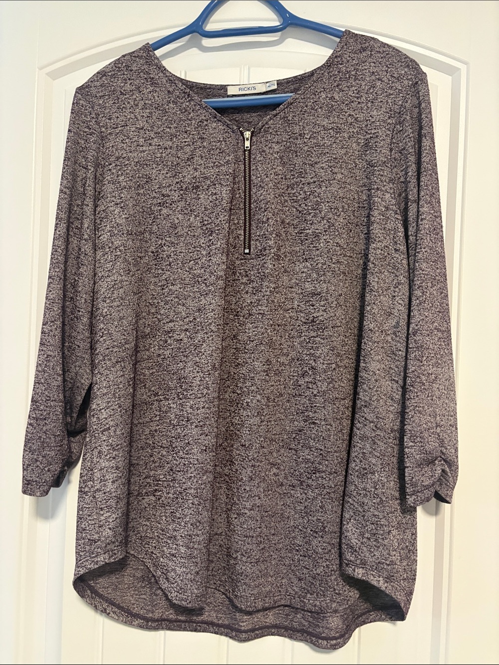 Ricki's Marled Gray/Purple Zip-Front Knit Pullover